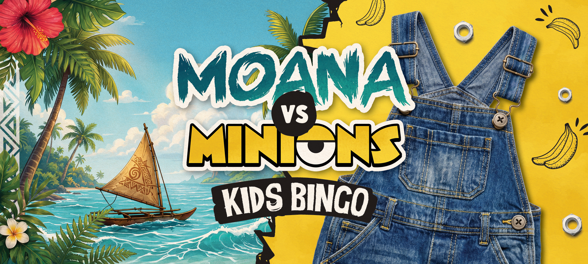 Moana vs Minions Kids Bingo